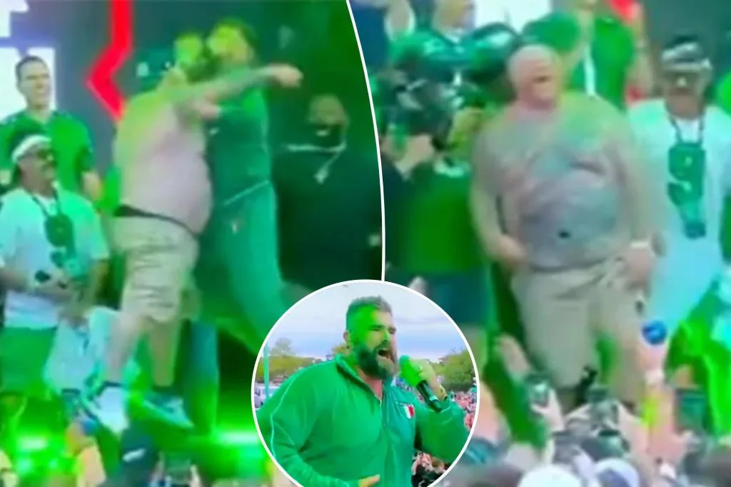 Shirtless Eagles superfan ‘f–ked up’ his knee in wild Jason Kelce celebration