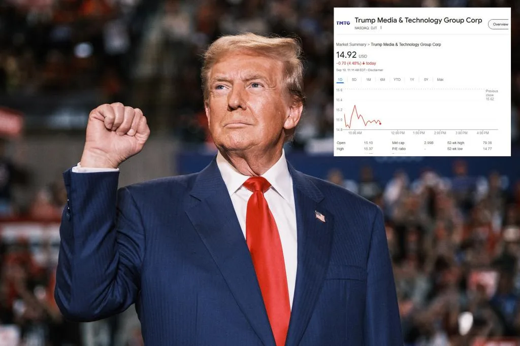 Trump Media stock sinks as former president can finally sell his shares